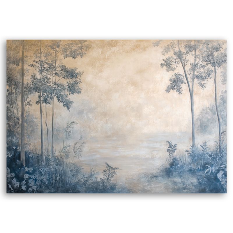 Obraz do salonu sypialni Feeby Las we mgle Boho Beżowy 90x60 cm 1szt