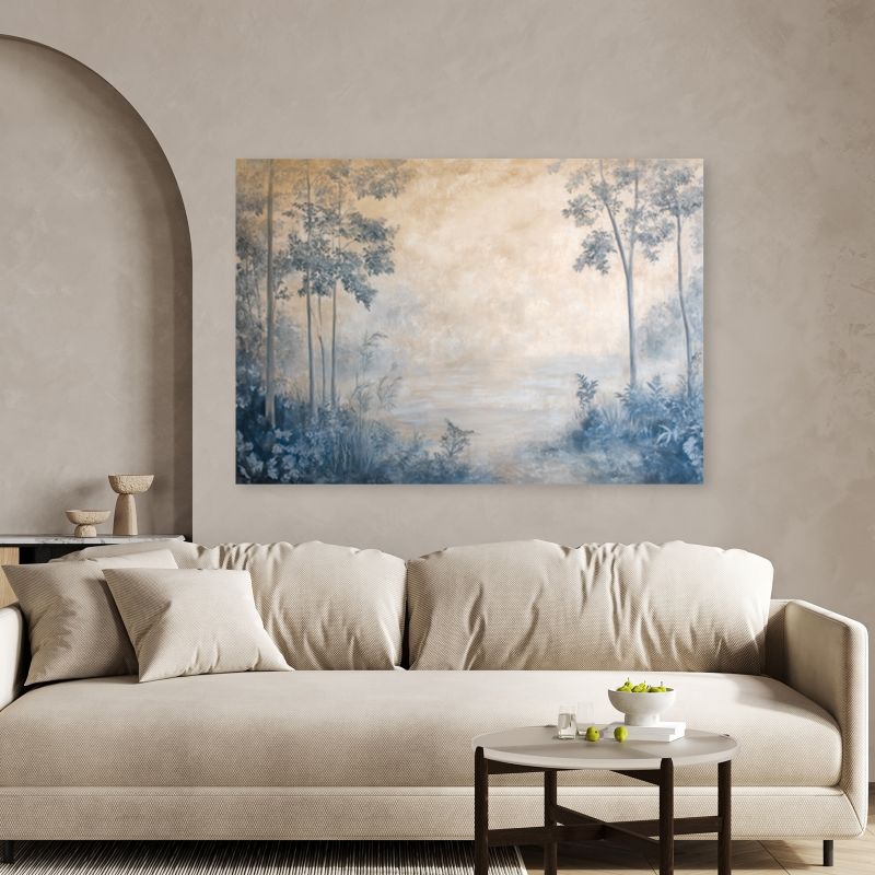 Obraz do salonu sypialni Feeby Las we mgle Boho Beżowy 90x60 cm 1szt