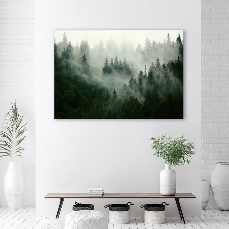 Obraz do salonu sypialni Feeby Las we mgle Krajobraz Zielony 120x80cm 1szt