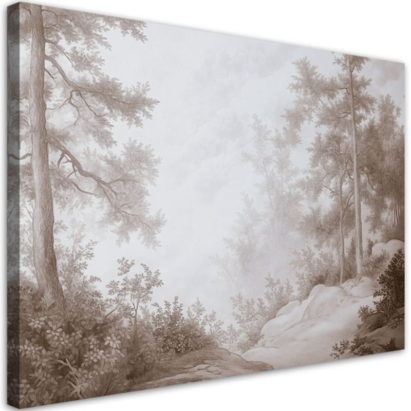 Obraz do salonu sypialni Feeby Las we mgle Retro Pejzaż 100x70 cm 1szt