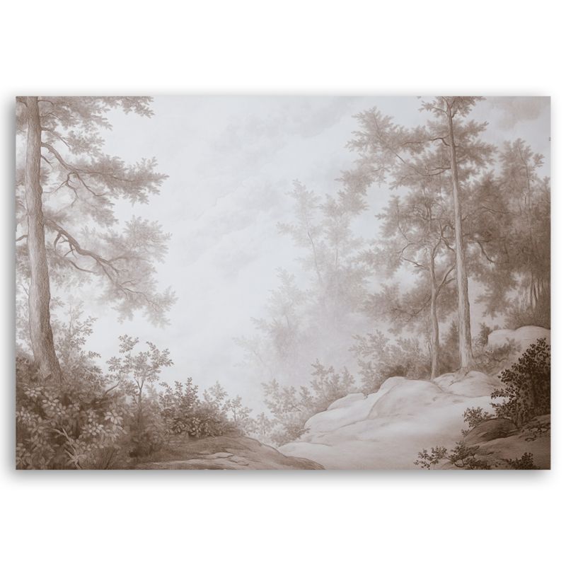 Obraz do salonu sypialni Feeby Las we mgle Retro Pejzaż 100x70 cm 1szt