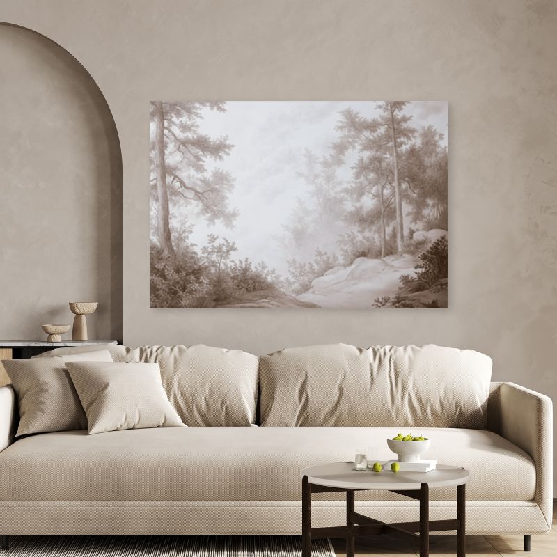 Obraz do salonu sypialni Feeby Las we mgle Retro Pejzaż 100x70 cm 1szt