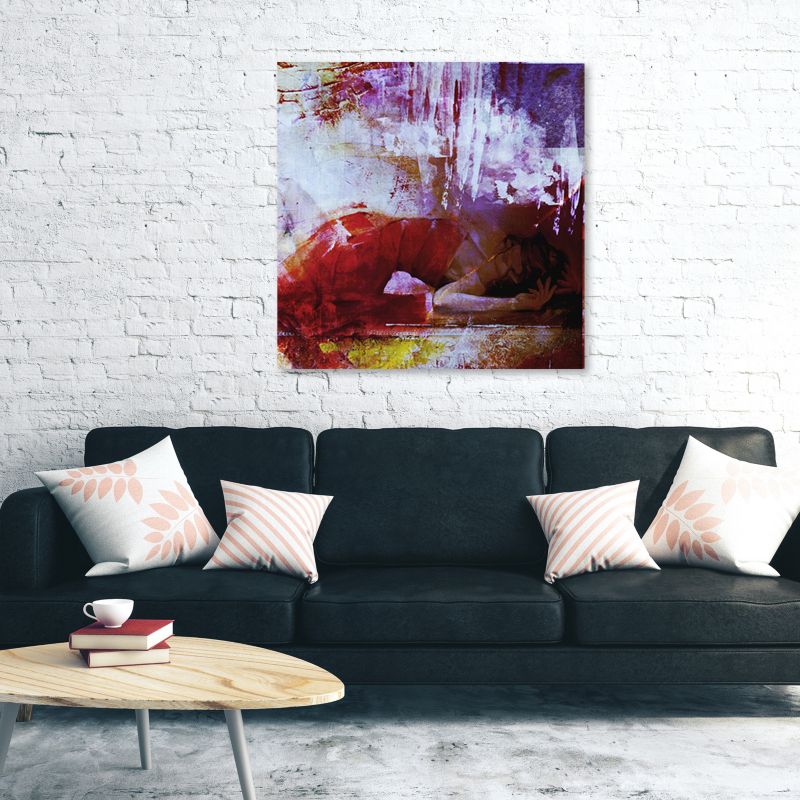 Obraz do salonu sypialni Feeby Leżąca Kobieta Czerwony 40x40cm 1szt