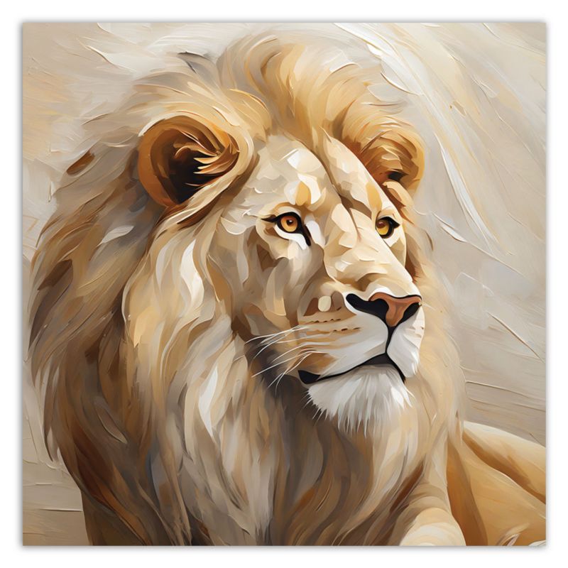 Obraz do salonu sypialni Feeby Lew Beżowy jak ręcznie malowany 60x60 cm 1szt