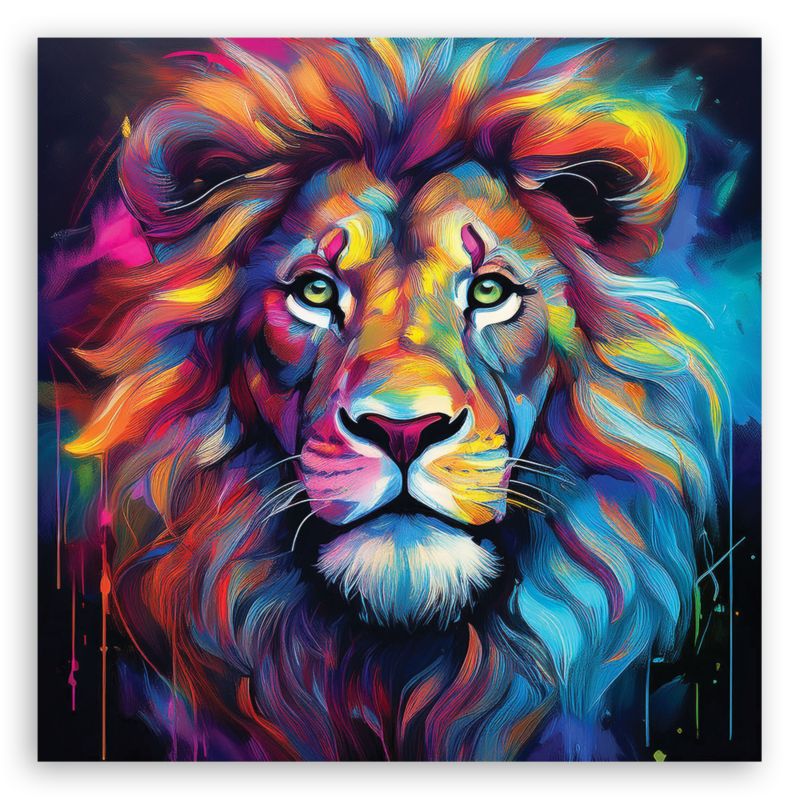 Obraz do salonu sypialni Feeby Lew Pop Art Kolorowy 60x60 cm 1szt