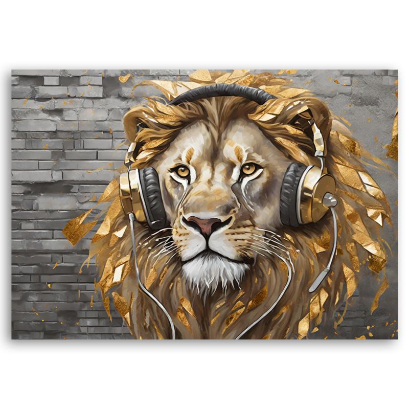 Obraz do salonu sypialni Feeby Lew Pop Art Muzyka 120x80 cm 1szt