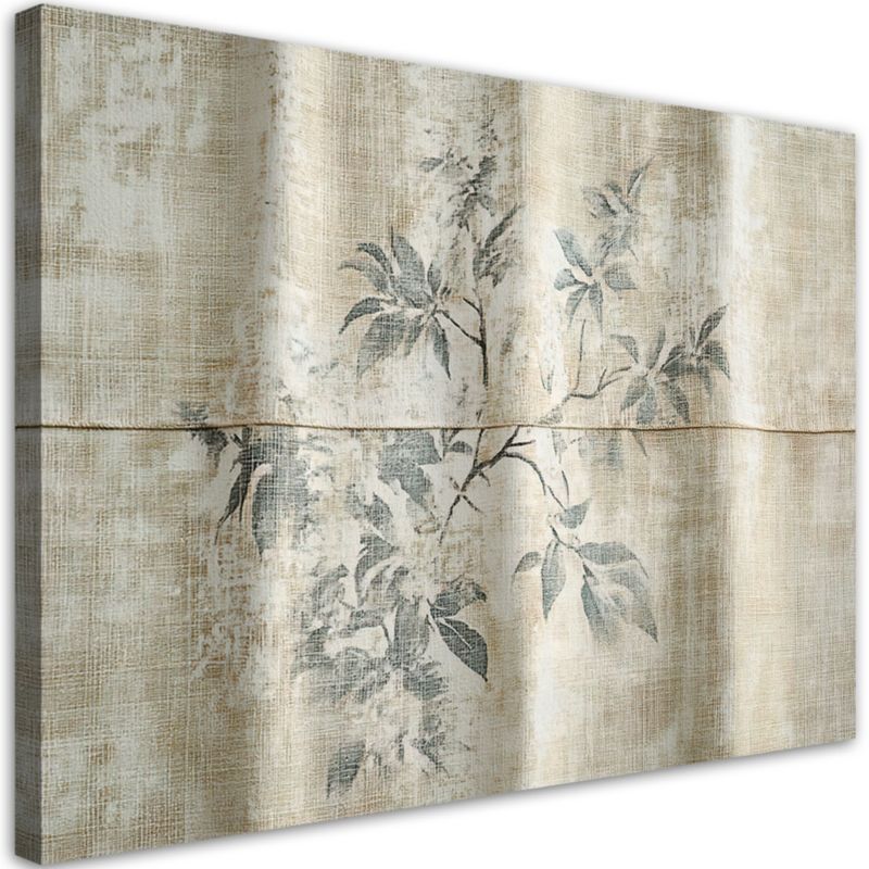 Obraz do salonu sypialni Feeby Liście Boho Botanika Beżowy 90x60 cm 1szt