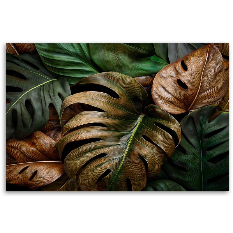 Obraz do salonu sypialni Feeby Liście Monstery Zielony Brązowy 60x40 cm 1szt