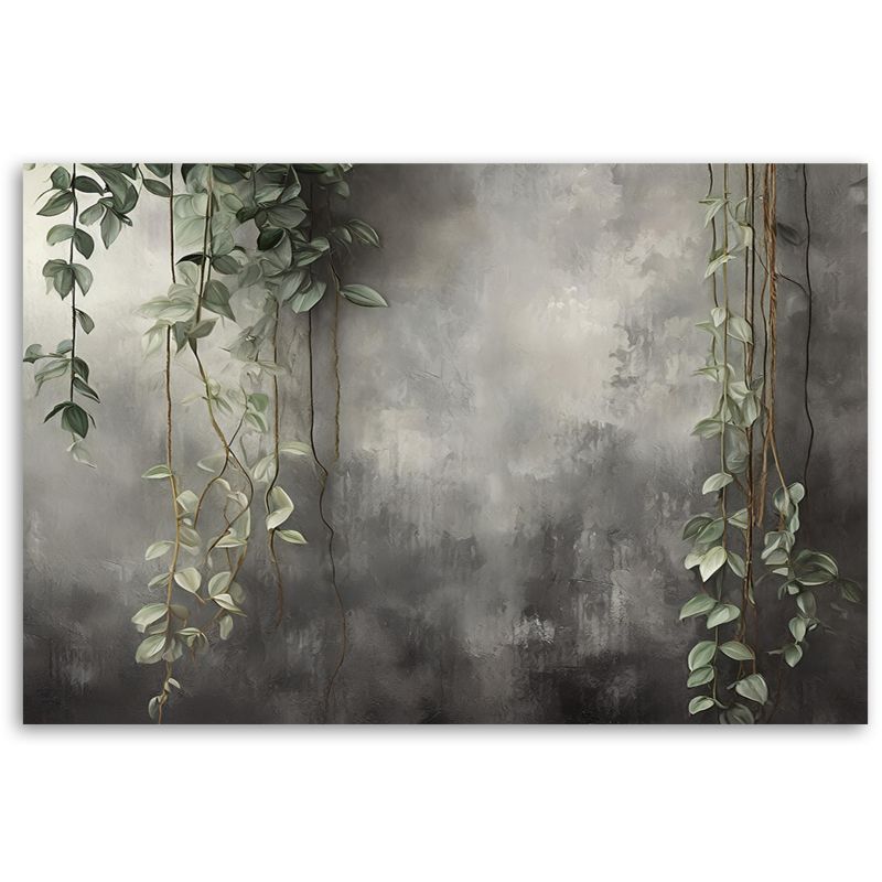 Obraz do salonu sypialni Feeby Liście na tle betonu 90x60 cm 1szt