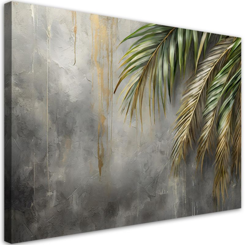 Obraz do salonu sypialni Feeby Liście Palmy na tle betonu 100x70 cm 1szt