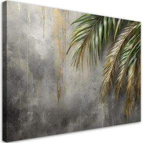 Obraz do salonu sypialni Feeby Liście Palmy na tle betonu 100x70 cm 1szt