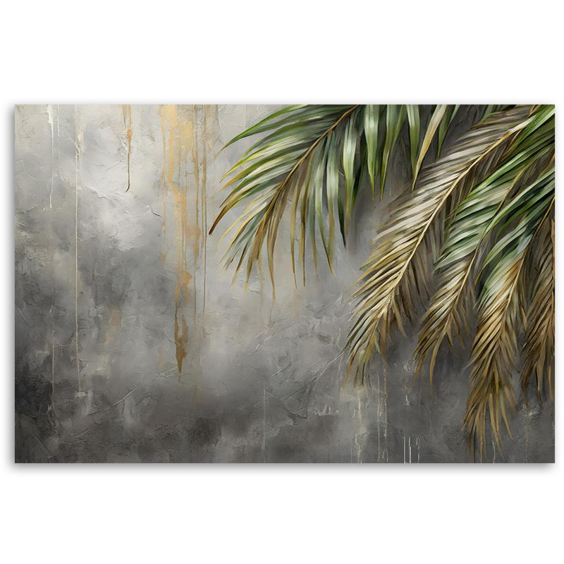Obraz do salonu sypialni Feeby Liście Palmy na tle betonu 100x70 cm 1szt