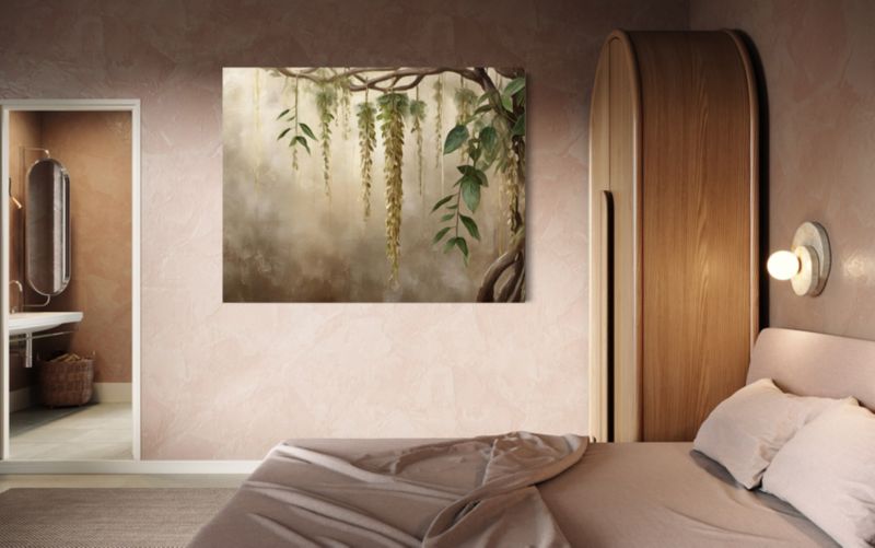 Obraz do salonu sypialni Feeby Liście Rośliny Natura Beżowy 120x80 cm 1szt