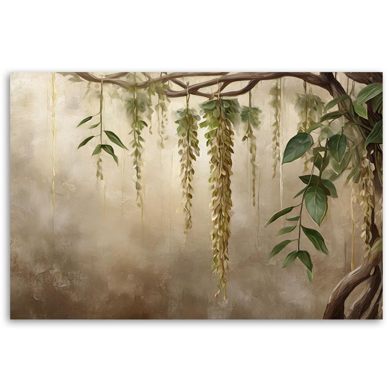 Obraz do salonu sypialni Feeby Liście Rośliny Natura Beżowy 90x60 cm 1szt