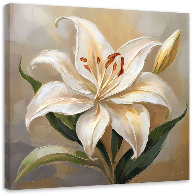 Obraz do salonu sypialni Feeby Lilia Kwiat 3D Malowany w beżu 30x30 cm 1szt
