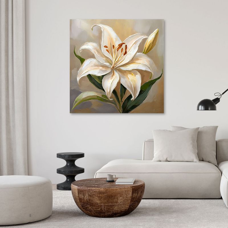 Obraz do salonu sypialni Feeby Lilia Kwiat 3D Malowany w beżu 30x30 cm 1szt