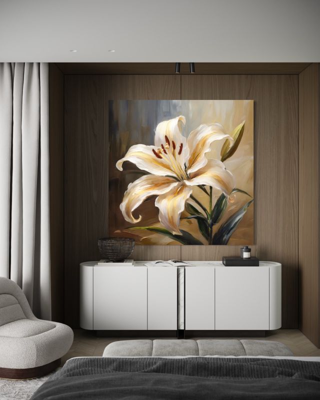Obraz do salonu sypialni Feeby Lilia Kwiat Malowany 40x40 cm 1szt