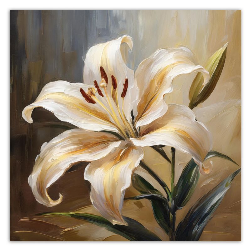 Obraz do salonu sypialni Feeby Lilia Kwiat Malowany 50x50 cm 1szt