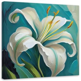 Obraz do salonu sypialni Feeby Lilia Kwiat Turkusowy 50x50 cm 1szt