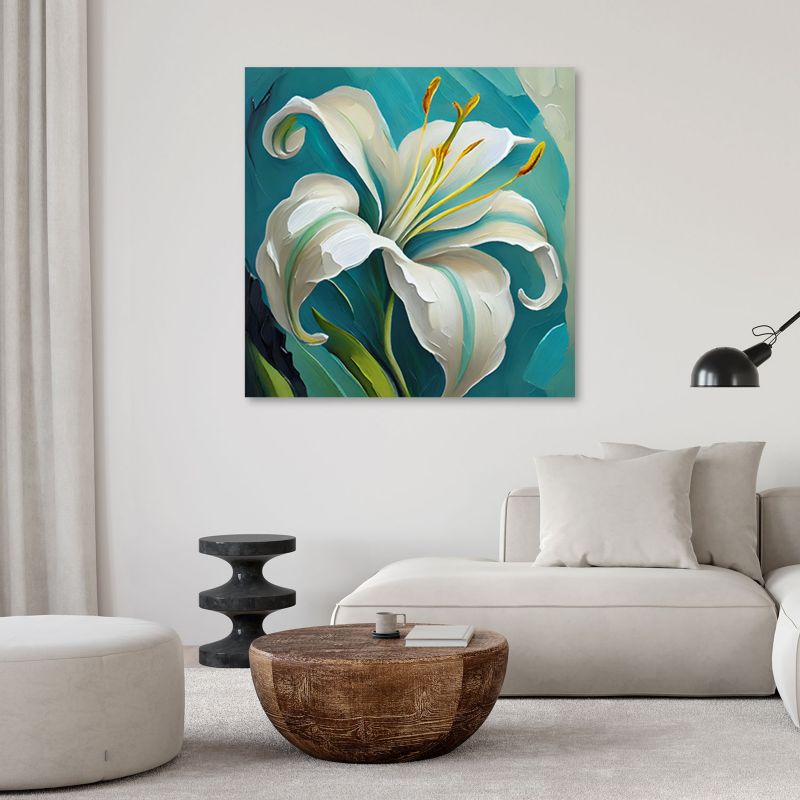 Obraz do salonu sypialni Feeby Lilia Kwiat Turkusowy 50x50 cm 1szt