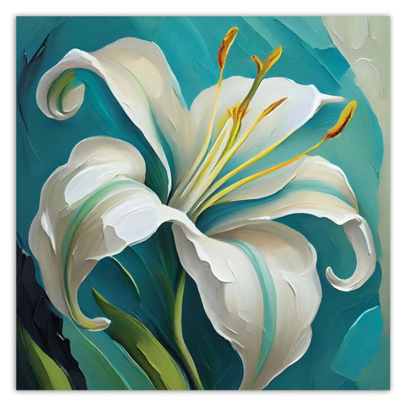 Obraz do salonu sypialni Feeby Lilia Kwiat Turkusowy 60x60 cm 1szt