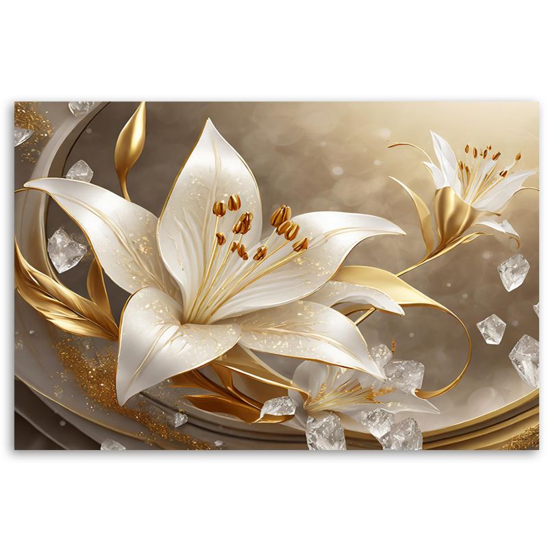 Obraz do salonu sypialni Feeby Lilia Złoty Kwiat Glamour 60x40 cm 1szt