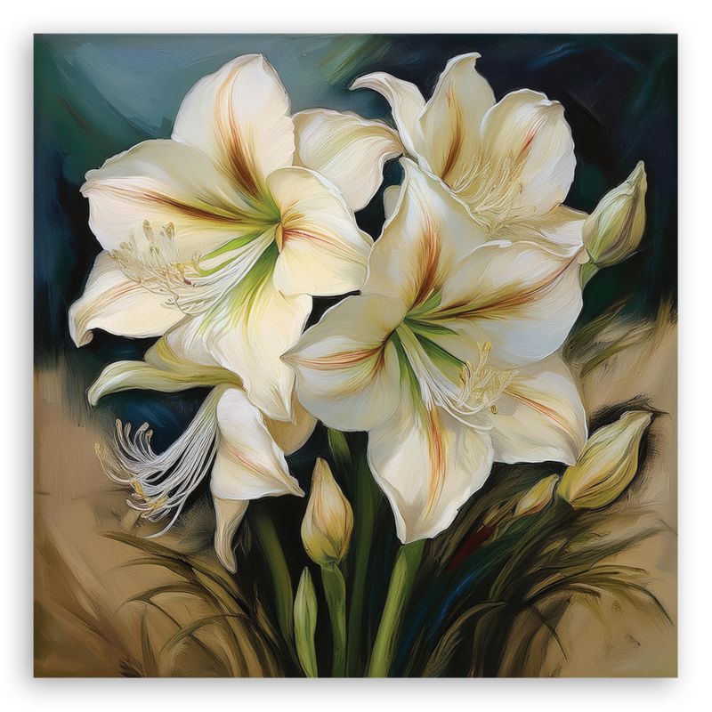 Obraz do salonu sypialni Feeby Lilie Bukiet Białych Kwiatów 60x60 cm 1szt