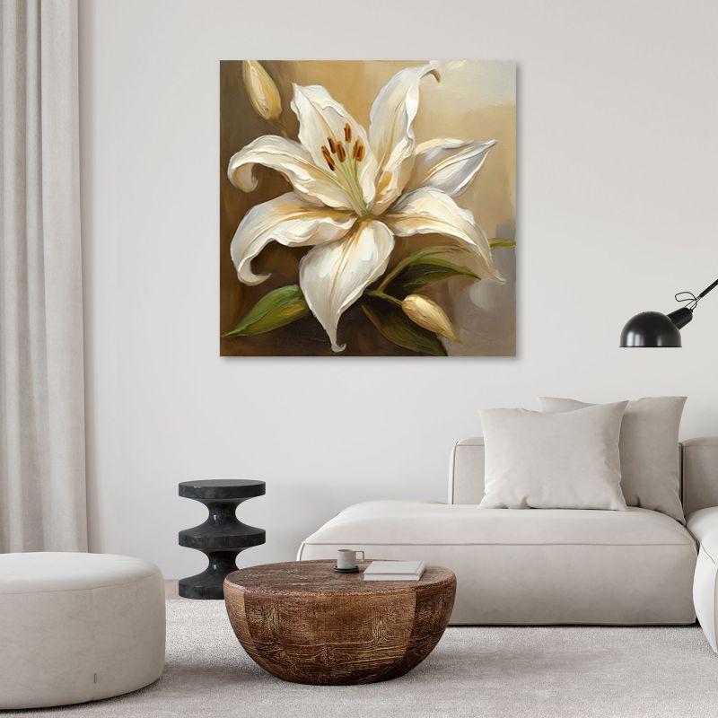 Obraz do salonu sypialni Feeby Lilie Kwiaty Beżowe 60x60 cm 1szt