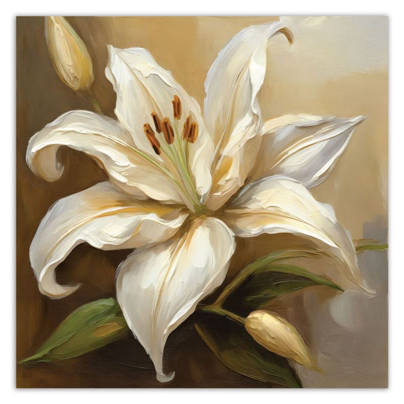 Obraz do salonu sypialni Feeby Lilie Kwiaty Beżowe 60x60 cm 1szt
