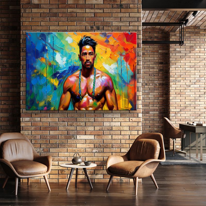 Obraz do salonu sypialni Feeby Mężczyzna Abstrakcja Kolorowy 120x80 cm 1 szt