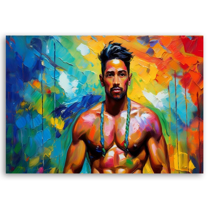 Obraz do salonu sypialni Feeby Mężczyzna Abstrakcja Kolorowy 120x80 cm 1 szt