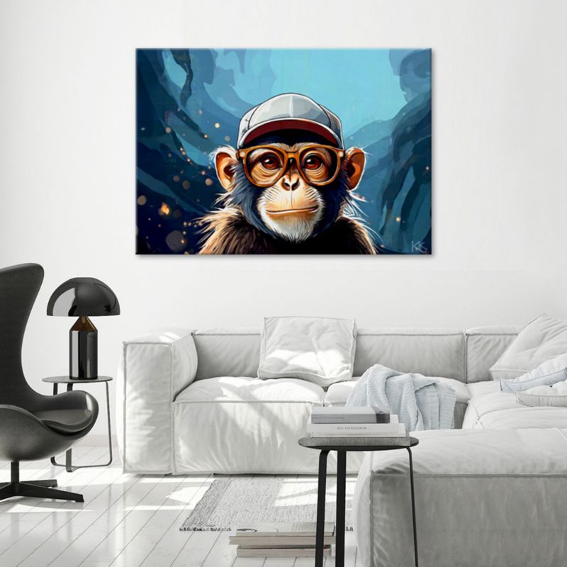 Obraz do salonu sypialni Feeby Młodzieżowa Małpa Niebieski 120x80 cm 1szt