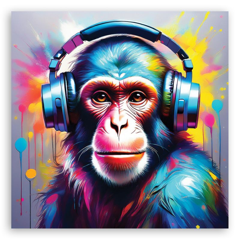 Obraz do salonu sypialni Feeby Małpa Dj Pop Art 30x30 cm 1szt