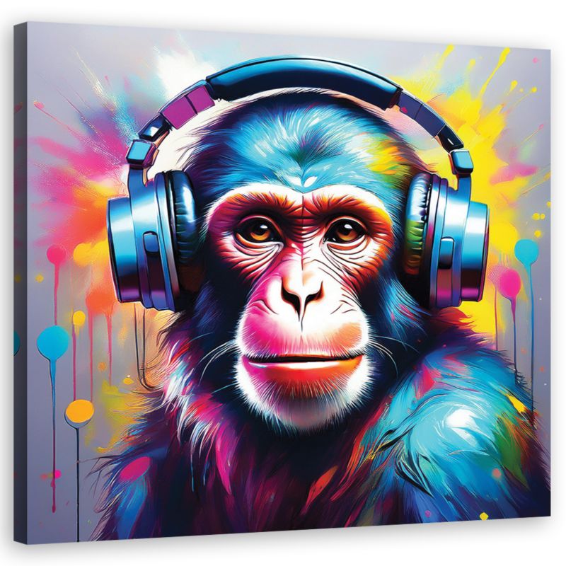 Obraz do salonu sypialni Feeby Małpa Dj Pop Art 50x50 cm 1szt