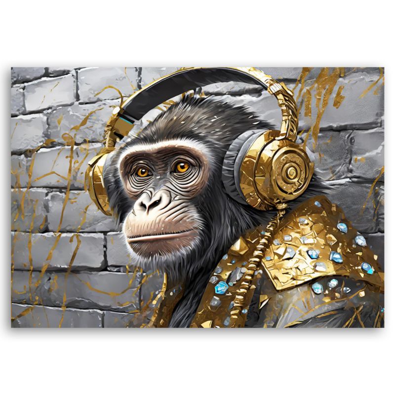 Obraz do salonu sypialni Feeby Małpa Słuchawki Pop Art 60x40 cm 1szt