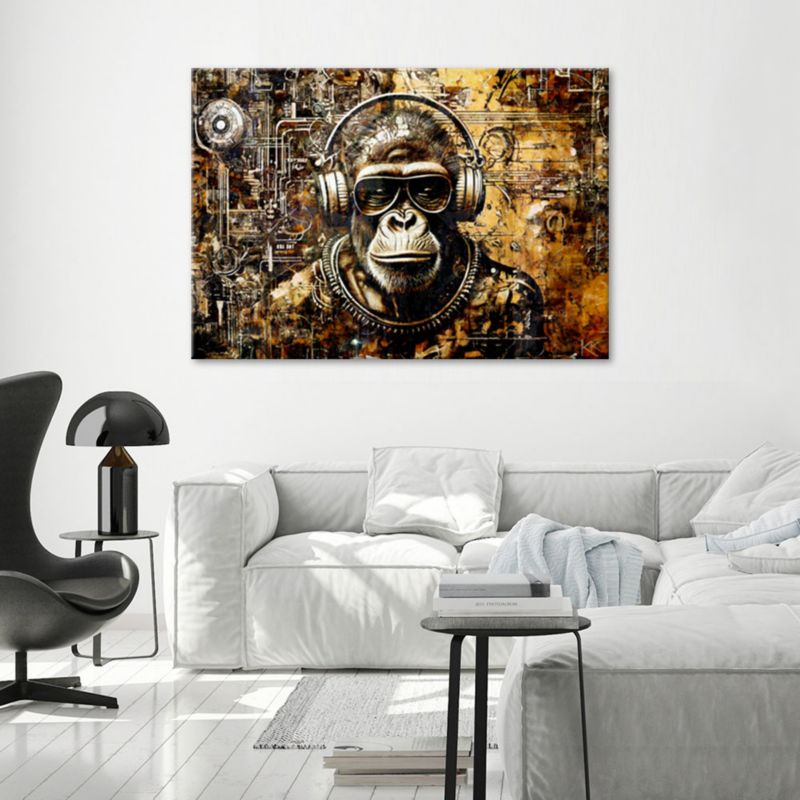 Obraz do salonu sypialni Feeby Małpa w okularach Brązowy 120x80 cm 1szt