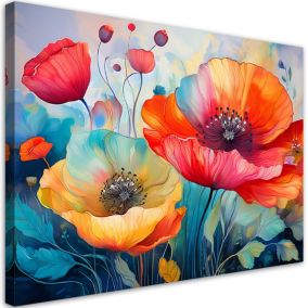 Obraz do salonu sypialni Feeby Maki Kolorowe Kwiaty Abstrakcja 120x80 cm 1szt
