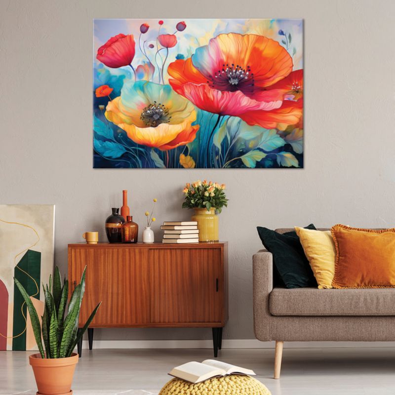 Obraz do salonu sypialni Feeby Maki Kolorowe Kwiaty Abstrakcja 120x80 cm 1szt