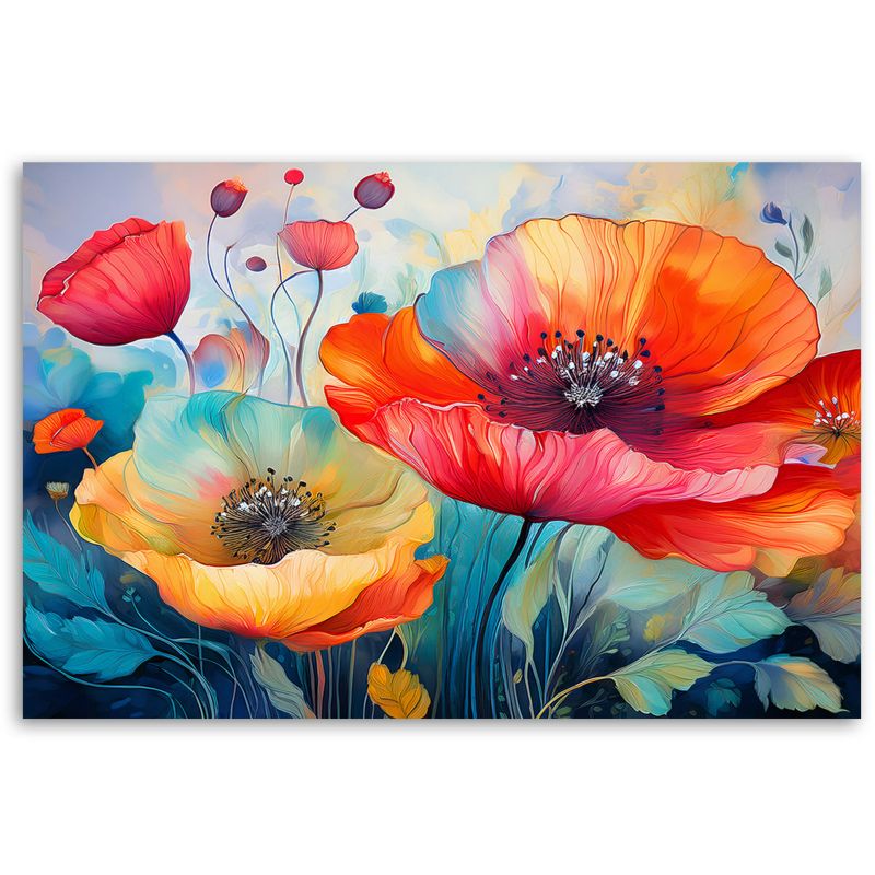 Obraz do salonu sypialni Feeby Maki Kolorowe Kwiaty Abstrakcja 120x80 cm 1szt