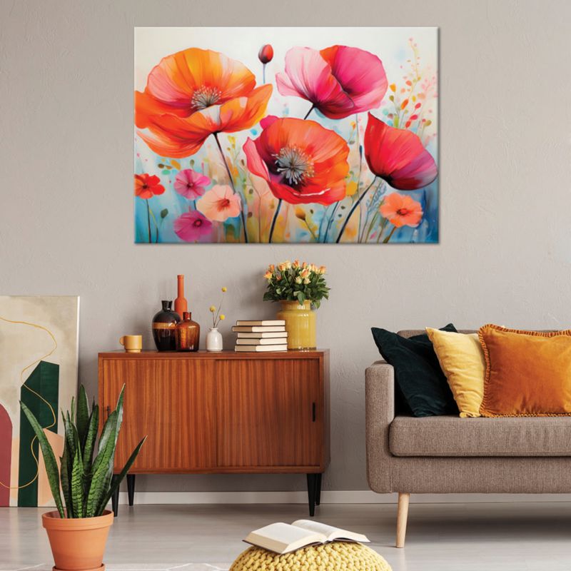 Obraz do salonu sypialni Feeby Maki Kwiaty Kolorowy 90x60 cm 1szt