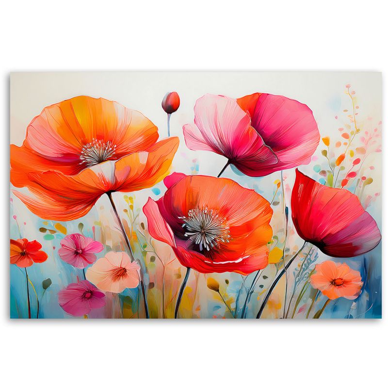 Obraz do salonu sypialni Feeby Maki Kwiaty Kolorowy 90x60 cm 1szt
