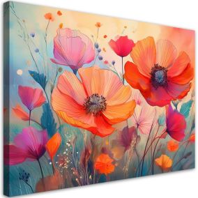 Obraz do salonu sypialni Feeby Maki Pastelowe Kolorowe Kwiaty 60x40 cm 1szt