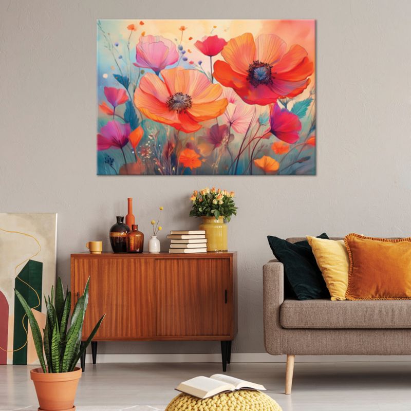 Obraz do salonu sypialni Feeby Maki Pastelowe Kolorowe Kwiaty 60x40 cm 1szt