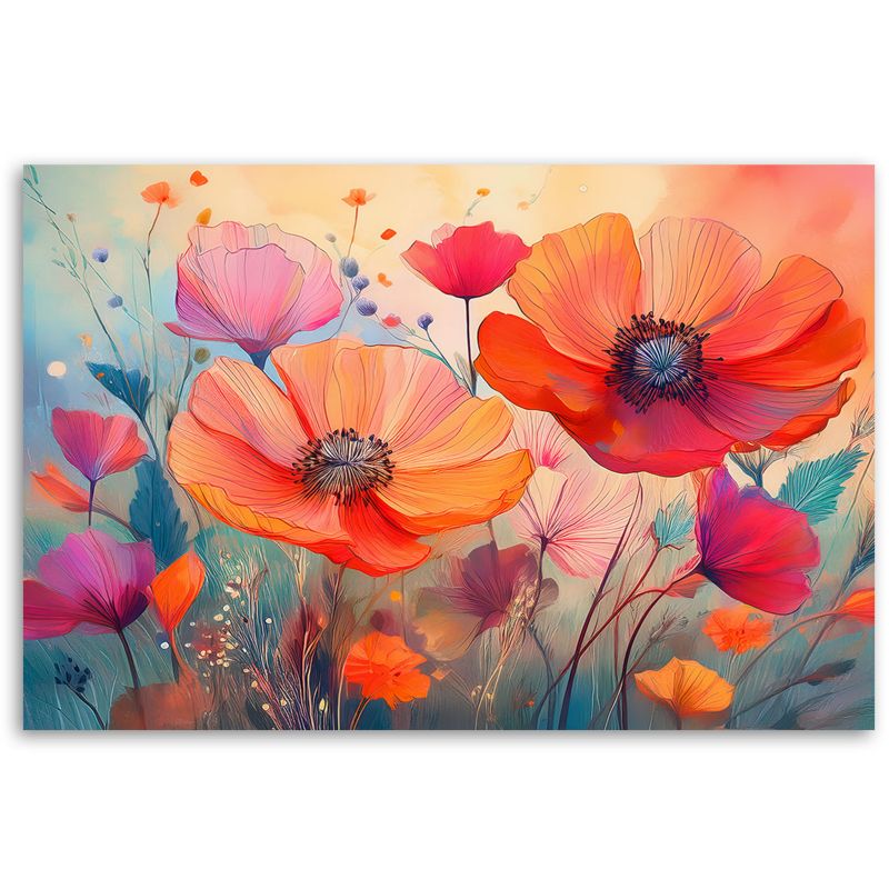 Obraz do salonu sypialni Feeby Maki Pastelowe Kolorowe Kwiaty 60x40 cm 1szt