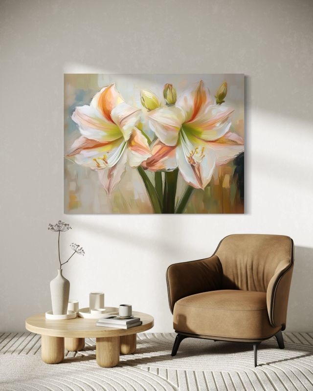 Obraz do salonu sypialni Feeby Malowane Białe Kwiaty 60x40 cm 1szt