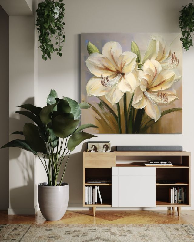 Obraz do salonu sypialni Feeby Malowany Kwiat Lilii 40x40 cm 1szt