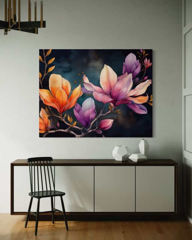 Obraz do salonu sypialni Feeby Malowany Kwiat Magnolii 120x80 cm 1szt