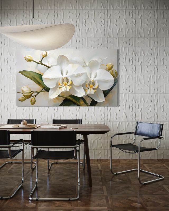 Obraz do salonu sypialni Feeby Malowany Kwiat Orchidei 90x60 cm 1szt