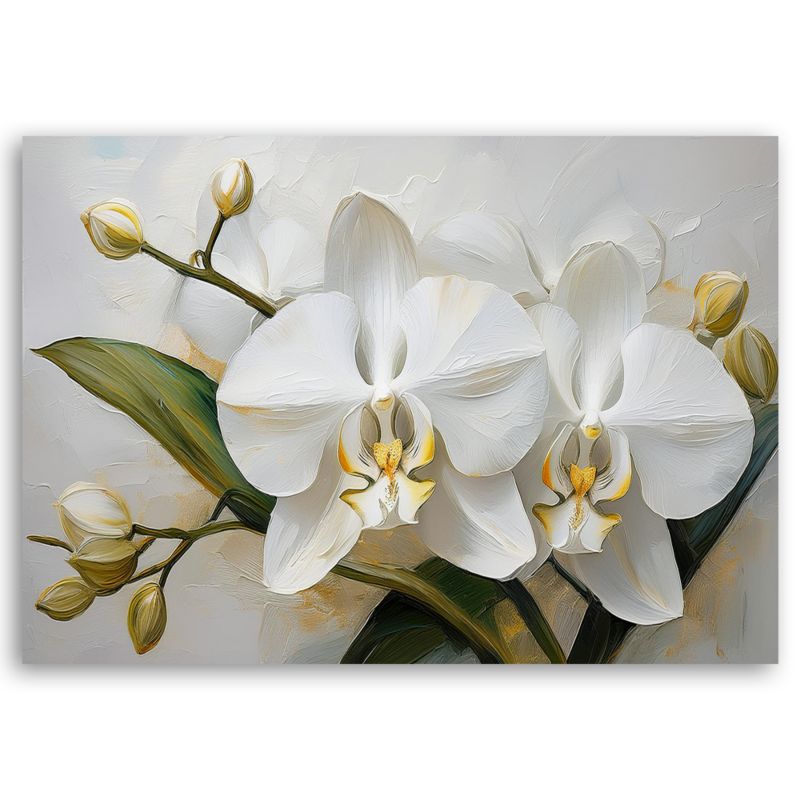 Obraz do salonu sypialni Feeby Malowany Kwiat Orchidei 90x60 cm 1szt