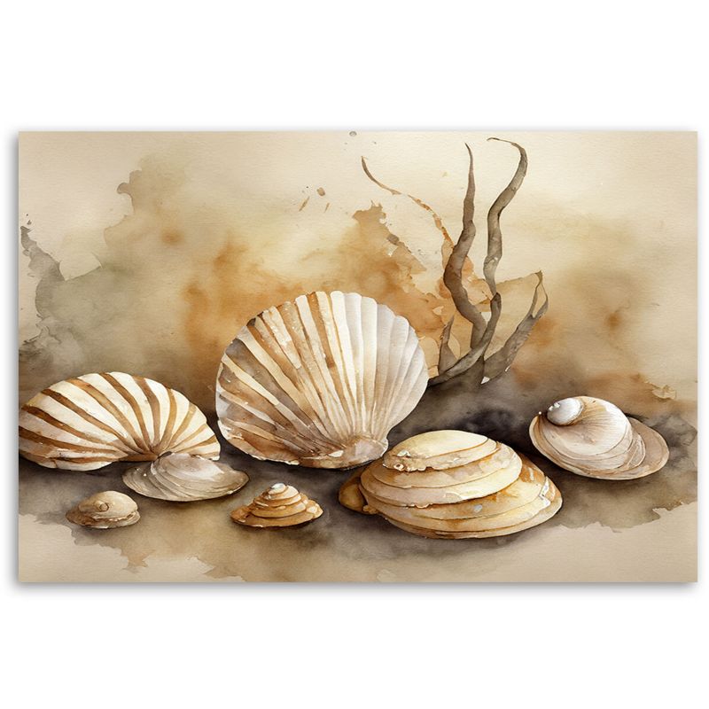 Obraz do salonu sypialni Feeby Marynistyczny Muszle Beżowy 90x60 cm 1szt